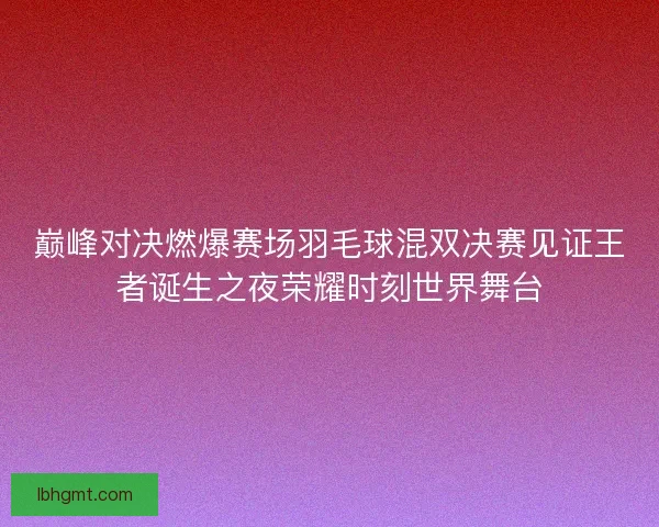 巅峰对决燃爆赛场羽毛球混双决赛见证王者诞生之夜荣耀时刻世界舞台 巅峰对决燃爆赛场羽毛球混双决赛见证王者诞生之夜荣耀时刻世界舞台